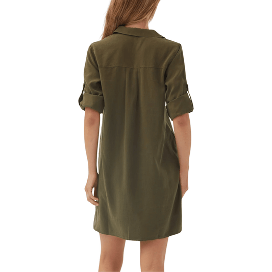 LONG SLEEVE A LINE DRESS OLIVE NIGHT