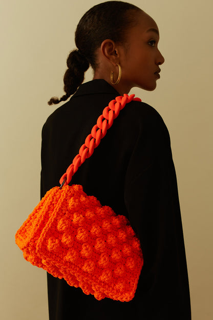 ORANGE BUBBLE BAG WITH ORANGE CHAIN