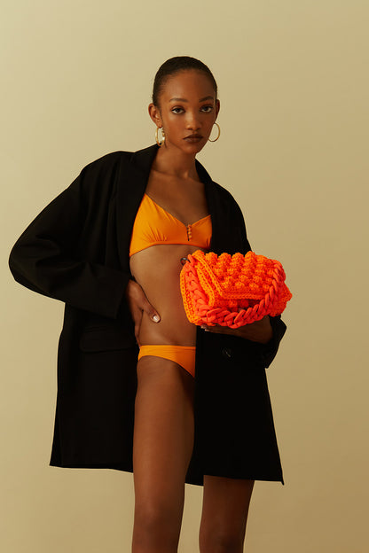ORANGE BUBBLE BAG WITH ORANGE CHAIN