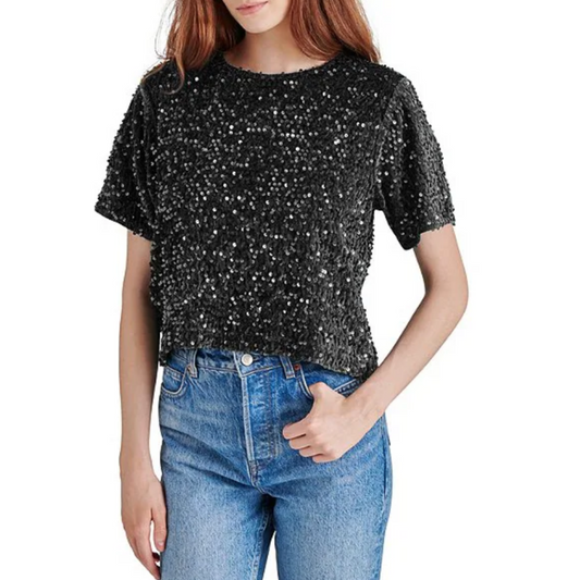 CRESSA SEQUIN TOP BLACK