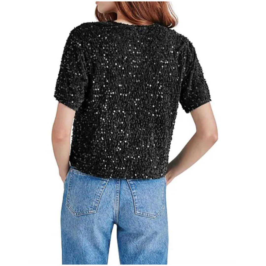 CRESSA SEQUIN TOP BLACK