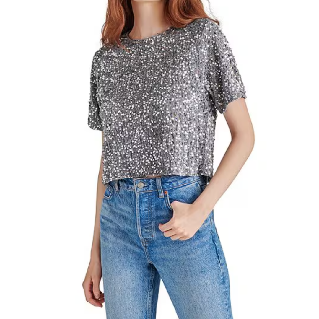 CRESSA SEQUIN TOP GREY