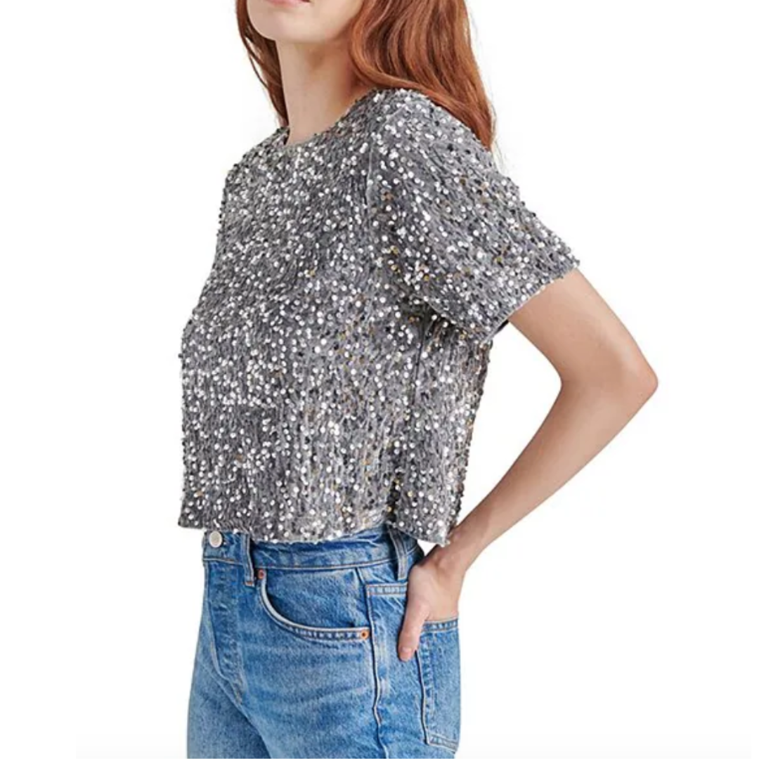 CRESSA SEQUIN TOP GREY