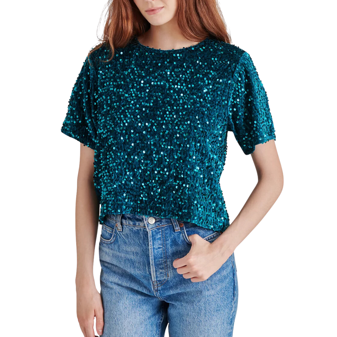 CRESSA SEQUIN TOP SPRUCE