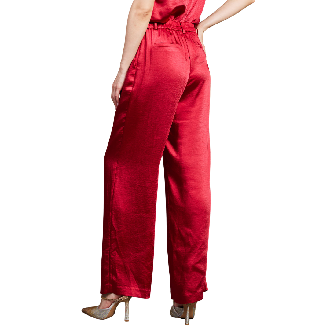 SATIN TROUSER RED