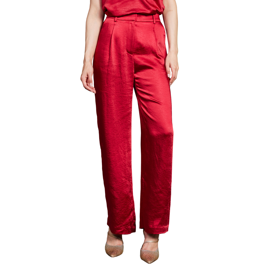 SATIN TROUSER RED