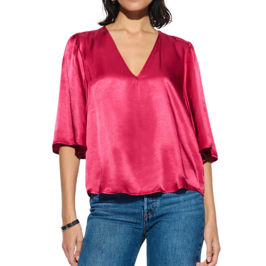 MEL VNECK TOP RASPBERRY JAM