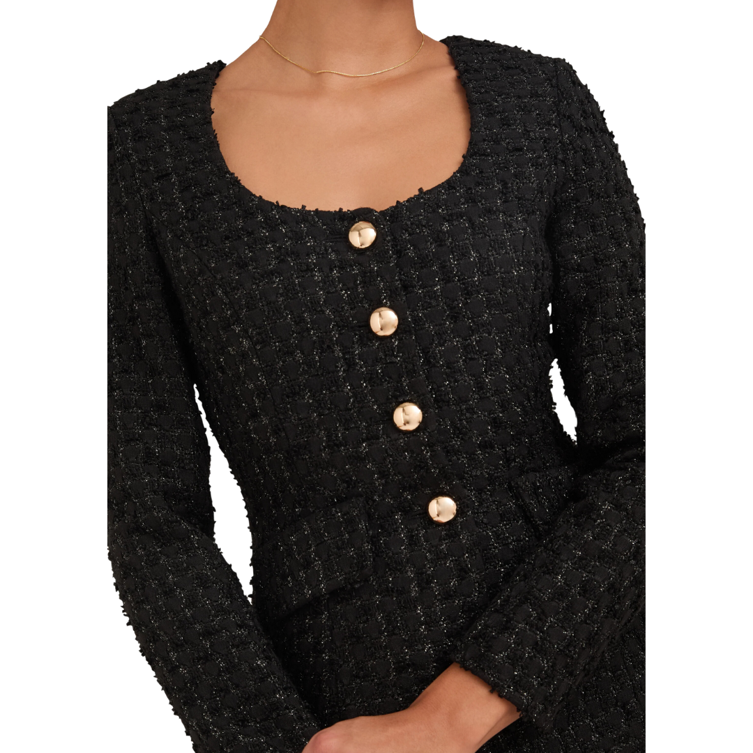 LONG SLEEVE KYA ROMPER BLACK TWEED