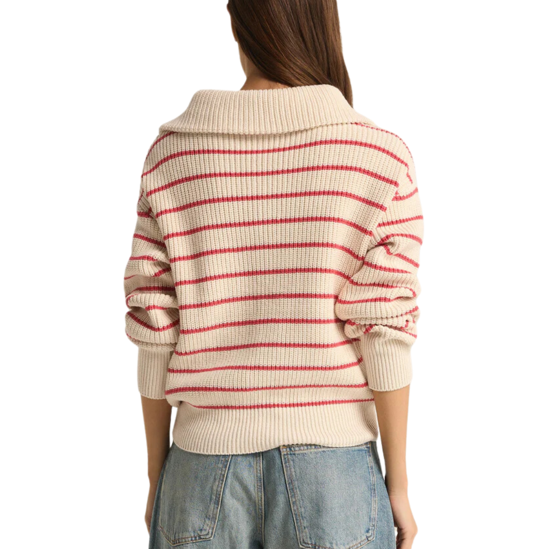 VILLA HALF ZIP SWEATER RED PEPPER