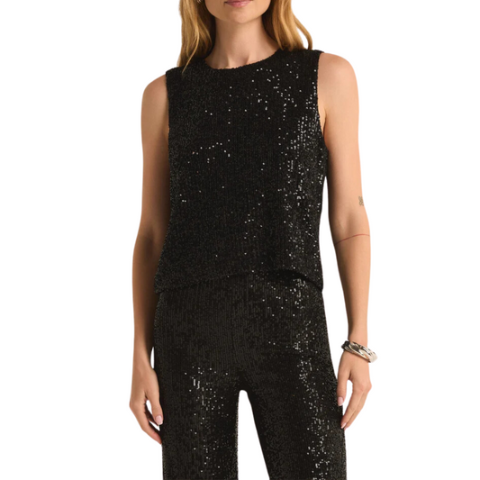 SLOANE SEQUIN TOP BLACK