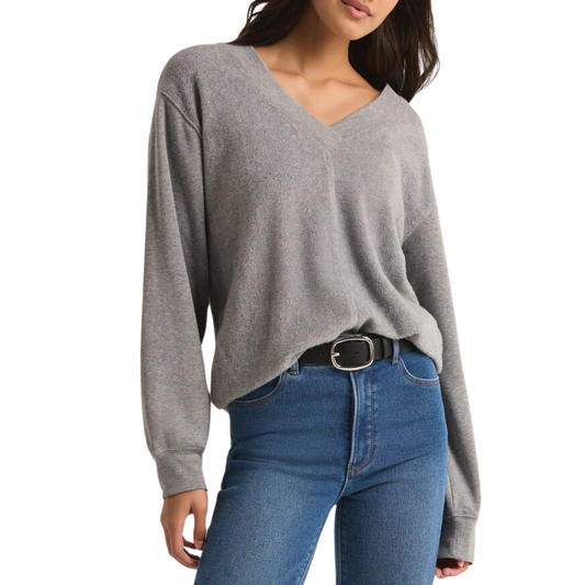 OFF THE CLOCK COZY SWEATSHIRT HEATHER GREY