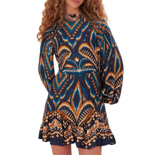 PINEAPPLE IKAT BLUE MINI DRESS