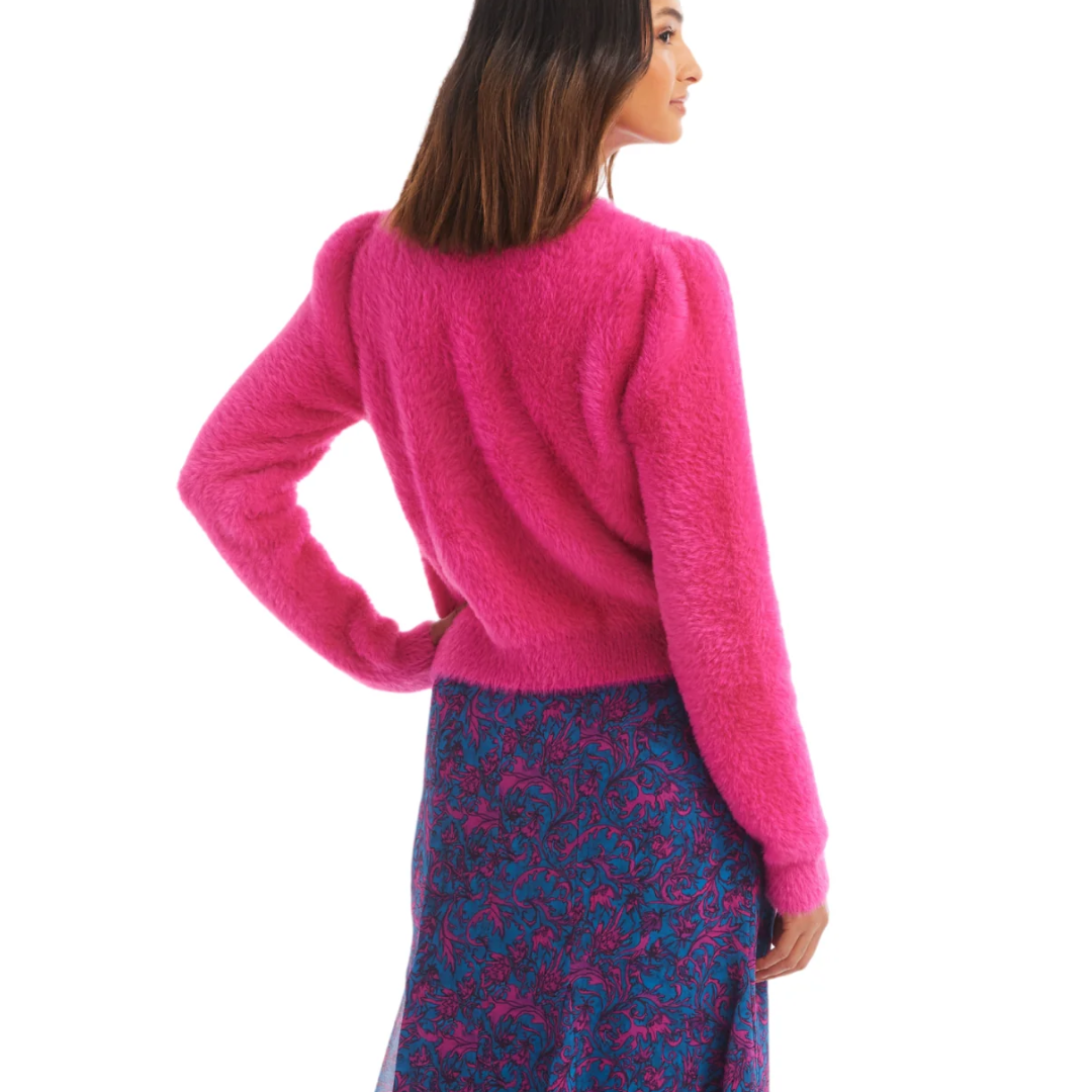 JEWELED SLOAN CARDIGAN HOT PINK