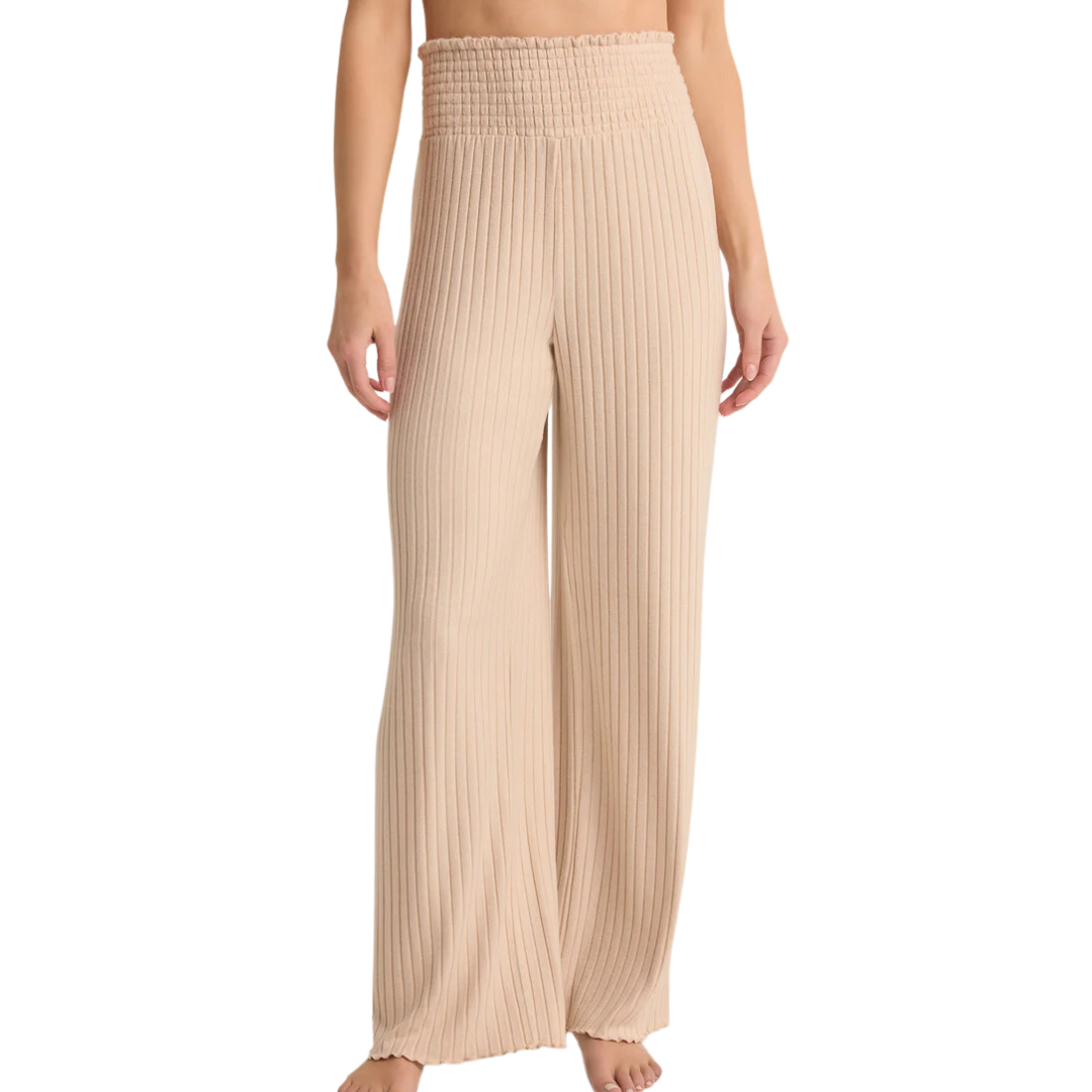 DAWN SMOCKED RIB PANT LIGHT OATMEAL HEATHER