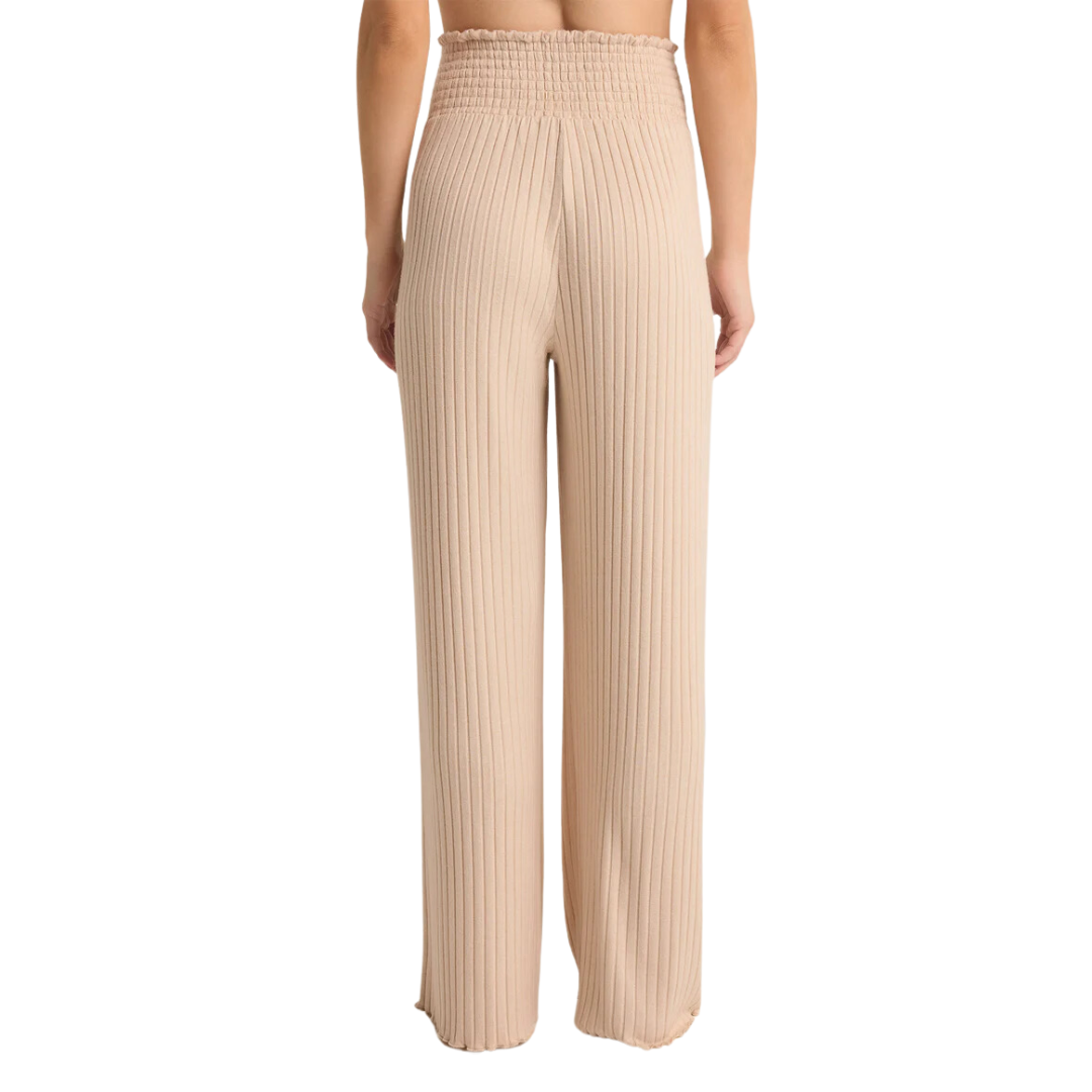 DAWN SMOCKED RIB PANT LIGHT OATMEAL HEATHER