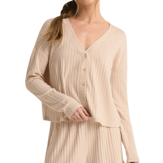 MARA CARDIGAN TOP LIGHT OATMEAL HEATHER