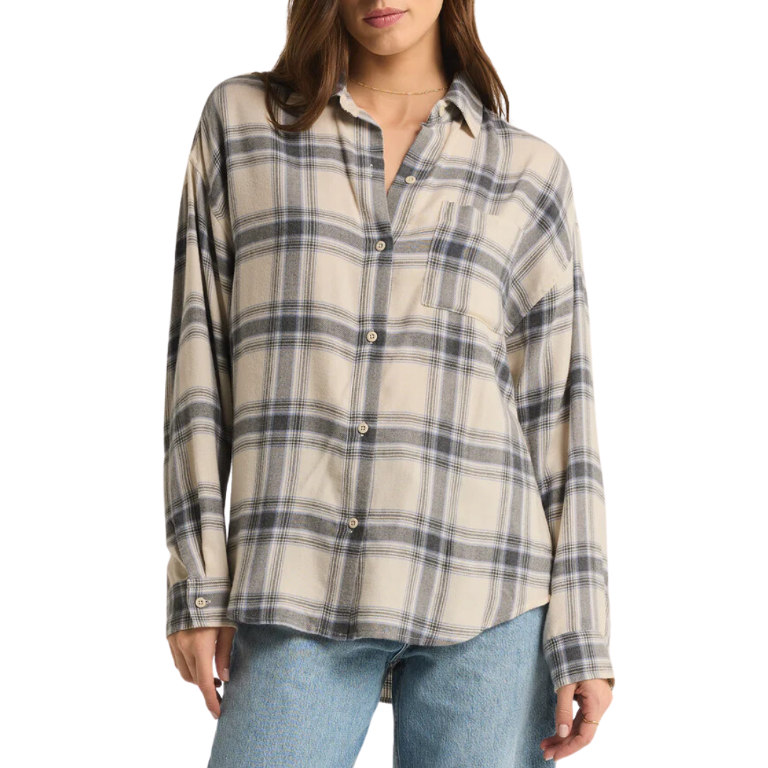 RIVER PLAID BUTTON UP THUNDER CLOUD