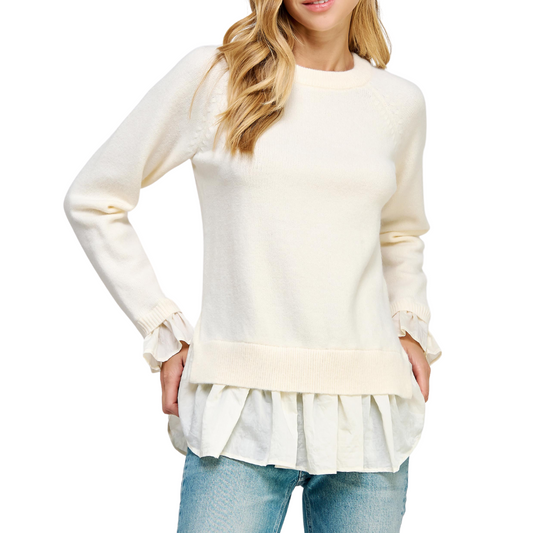 RUFFLE ORGANZA SWEATER BUTTER