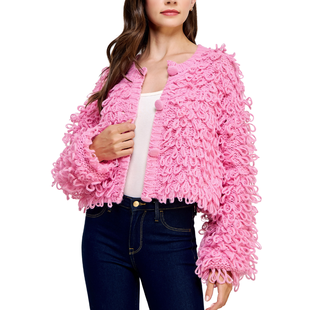 TEXTURED CARDIGAN PINK