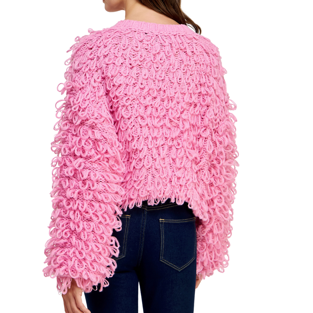 TEXTURED CARDIGAN PINK