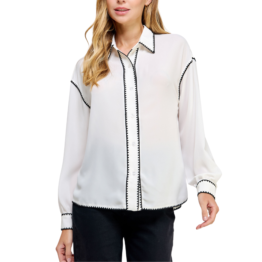 STITCH EMBROIDERED SHIRT WHITRE