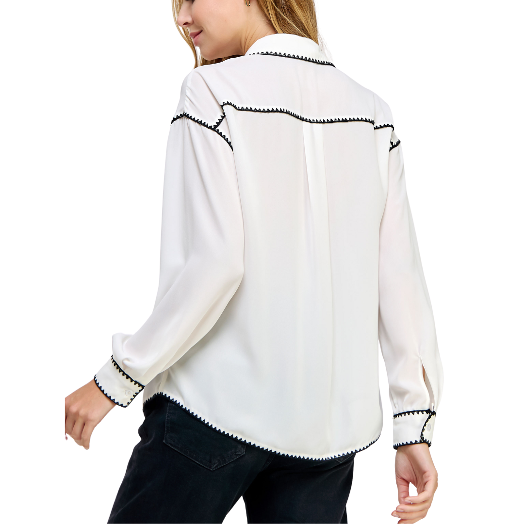 STITCH EMBROIDERED SHIRT WHITRE