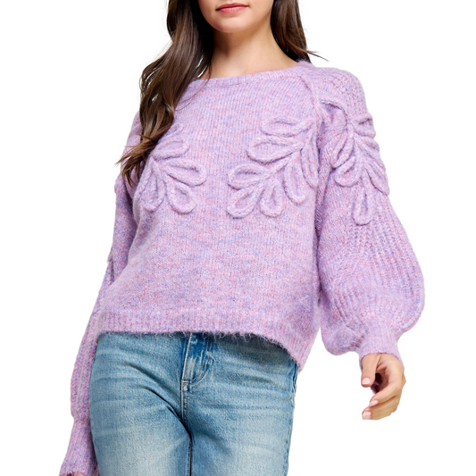 FLORAL BRAID DETAIL SWEATER LILAC