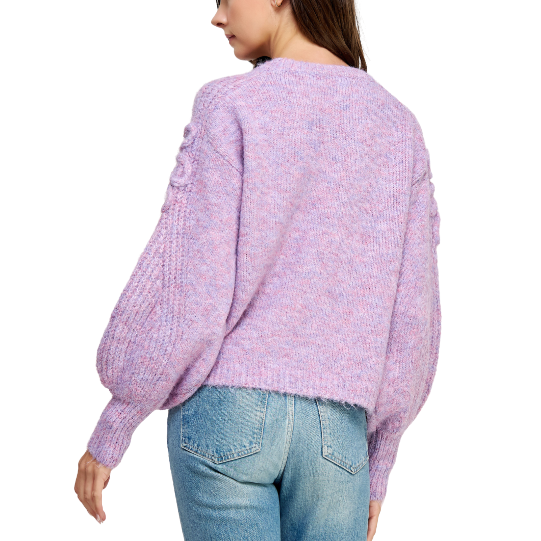 FLORAL BRAID DETAIL SWEATER LILAC