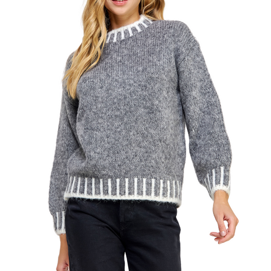 TWO TONE SWEATER GREY/WHITE