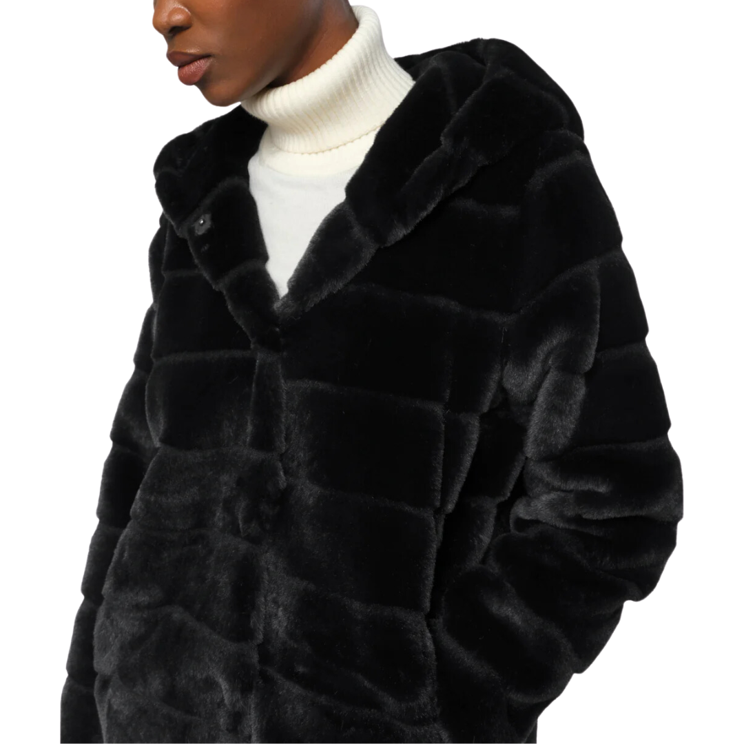 GOLDIE SHORT FAUX FUR JACKET NOIR