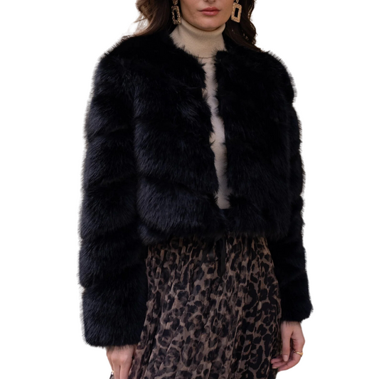 PAULA FAUX FUR SHORT JACKET BLACK