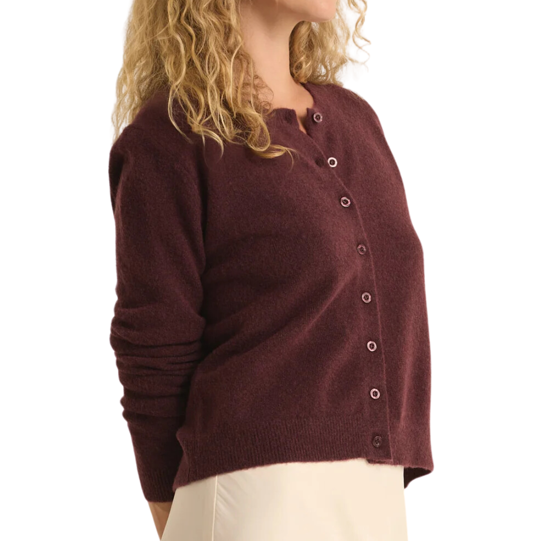 OUTLOOK CARDIGAN BERRY WINE