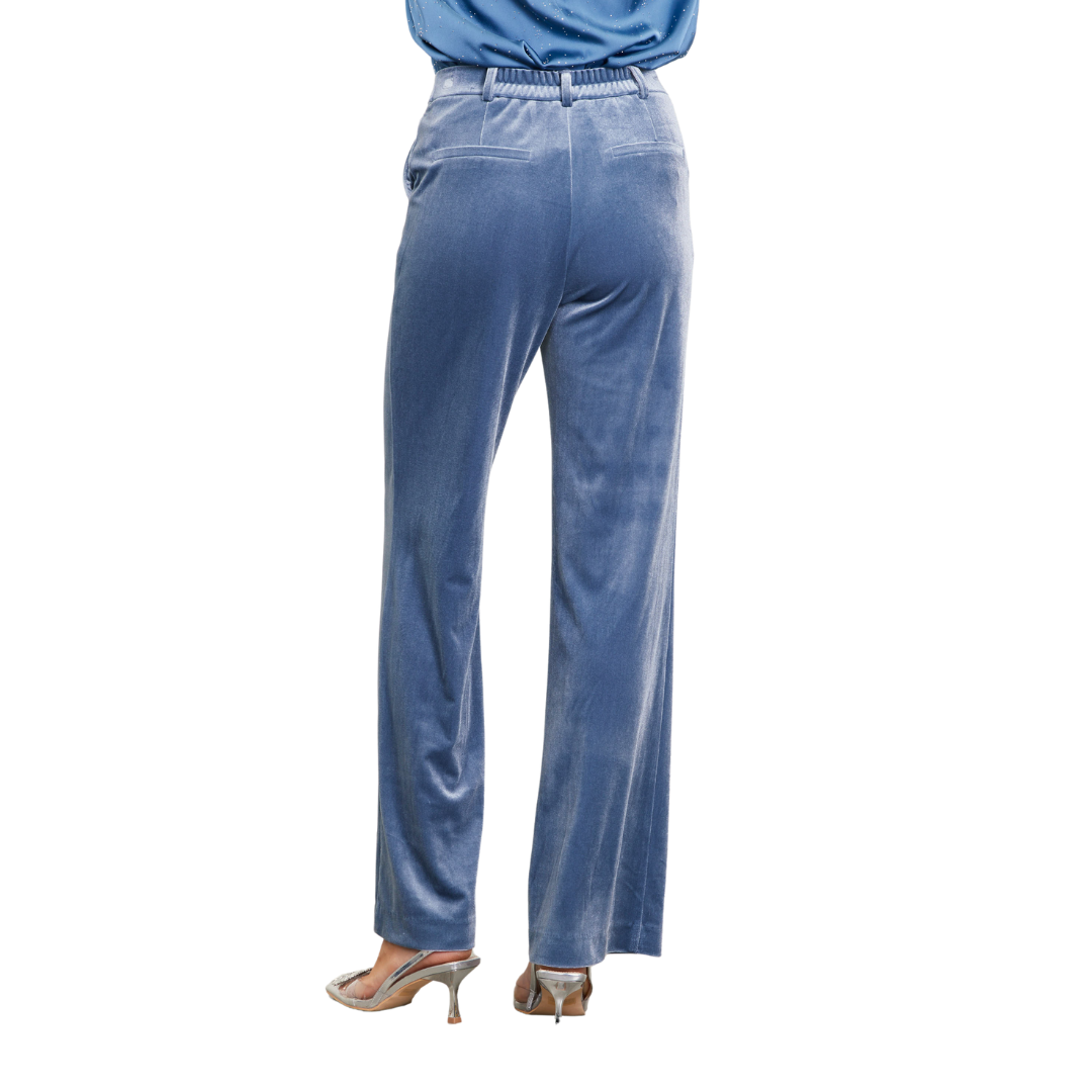 VELVET STRAIGHT FIT PANT DUSTY BLUE