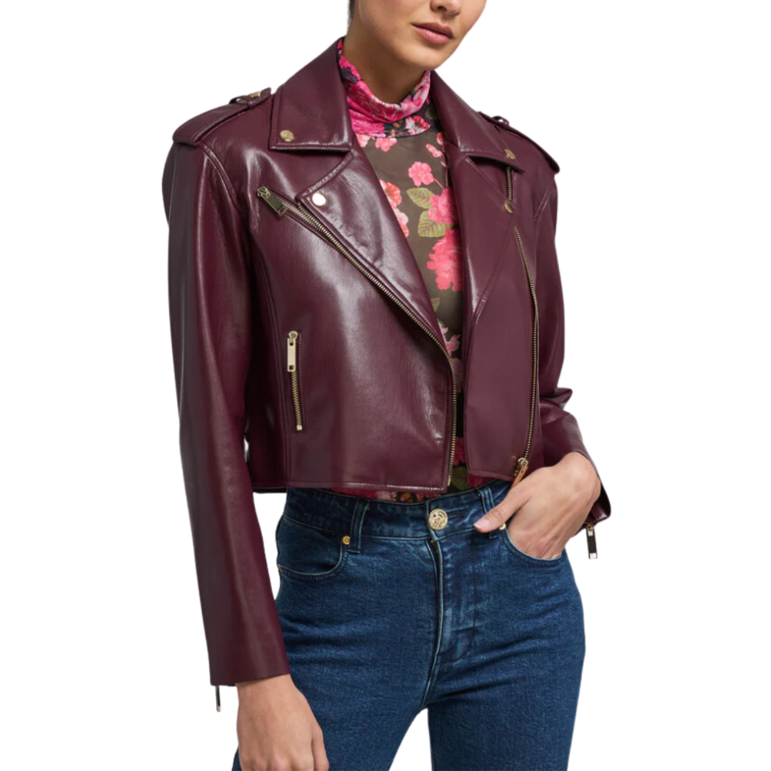 COSITA VEGAN LEATHER JACKET MALBEC