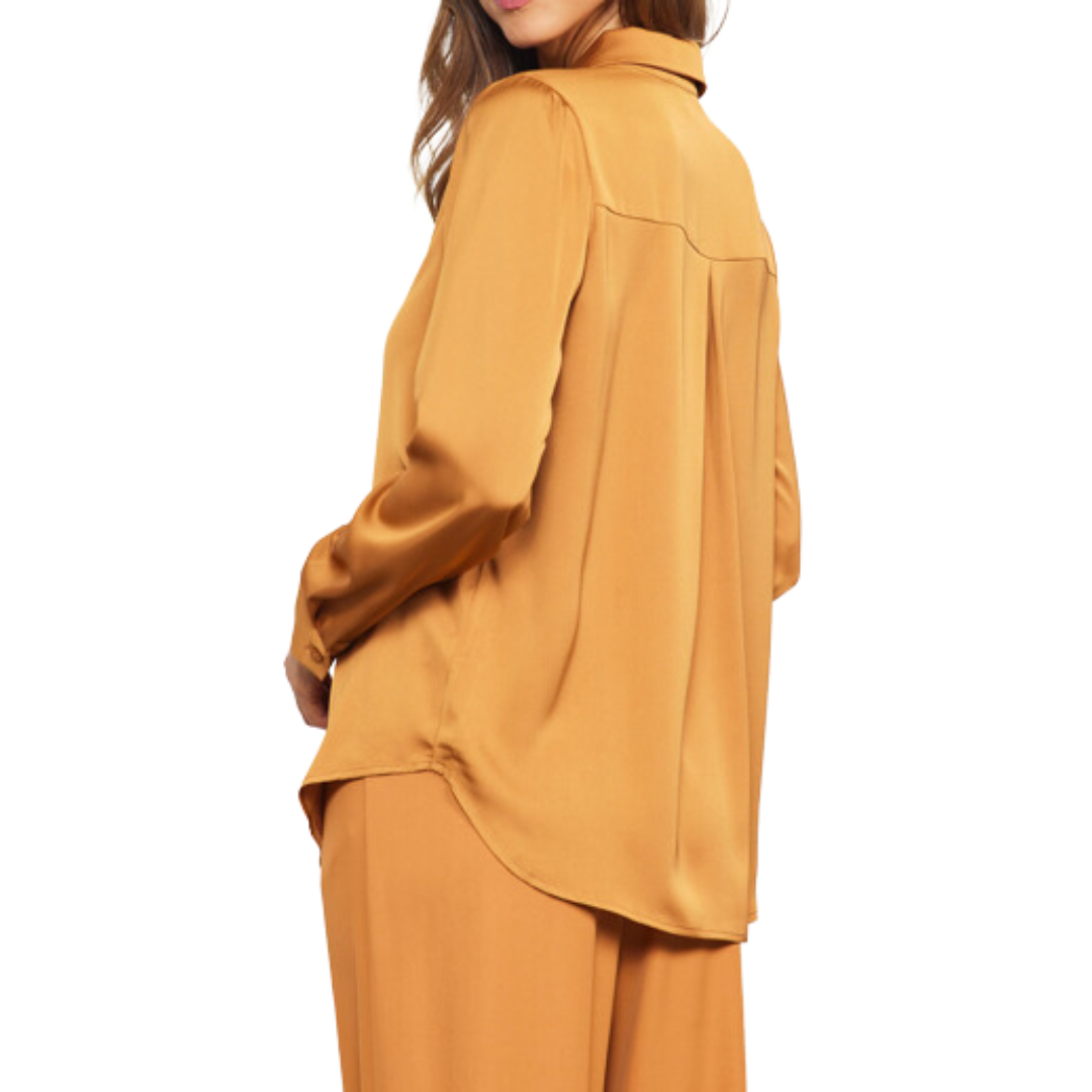 LONG SLEEVE SATIN BLOUSE BUTTERSCOTCH