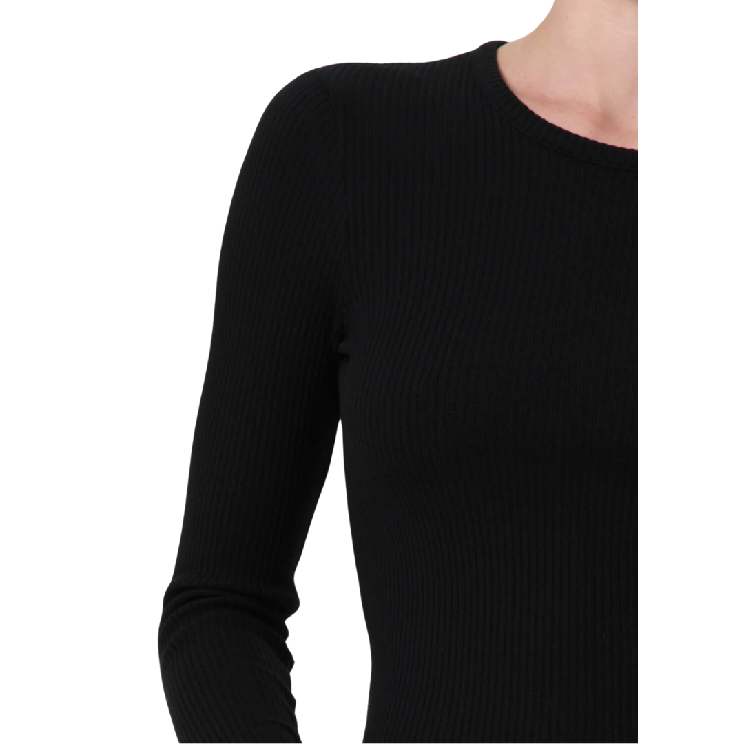 ALMA SHRUNKEN CREW NECK TOP BLACK