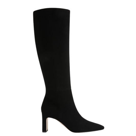 SYLVIA KNEE HIGH HEEL BOOT BLACK SUEDE