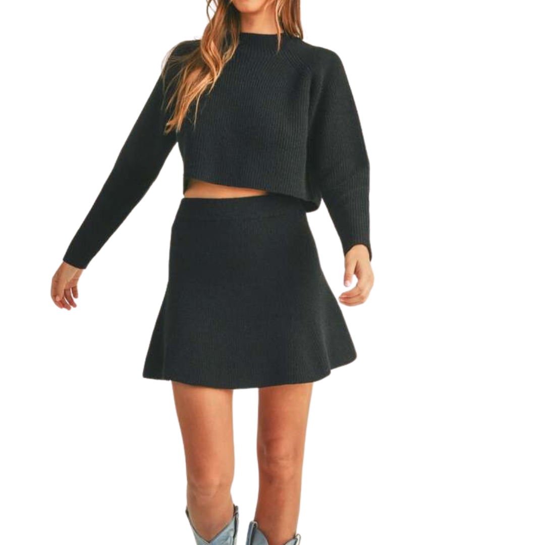 SWEATER FLARE SKIRT BLACK