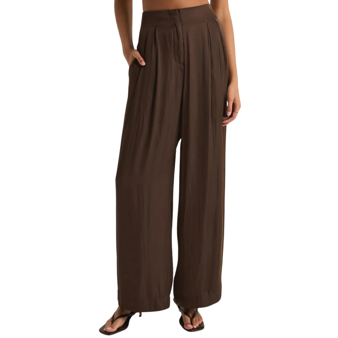 LISSE WIDE LEG PANT DARK CHOCOLATE