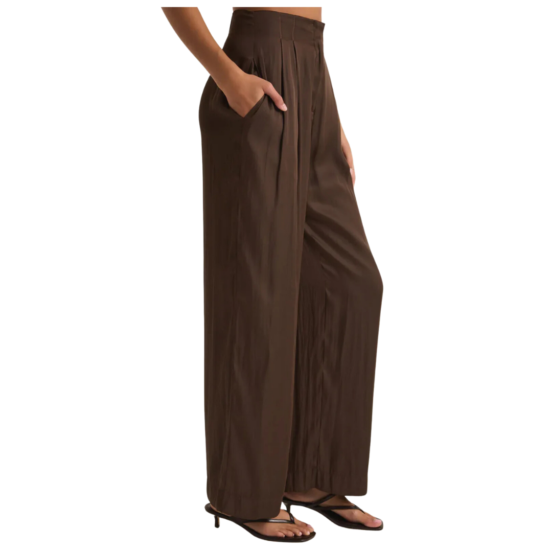 LISSE WIDE LEG PANT DARK CHOCOLATE