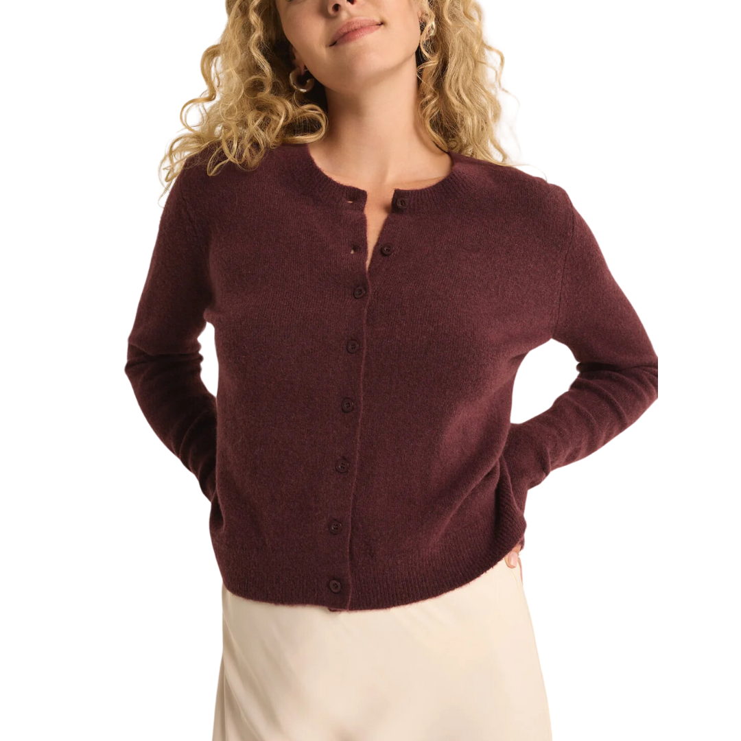 OUTLOOK CARDIGAN BERRY WINE