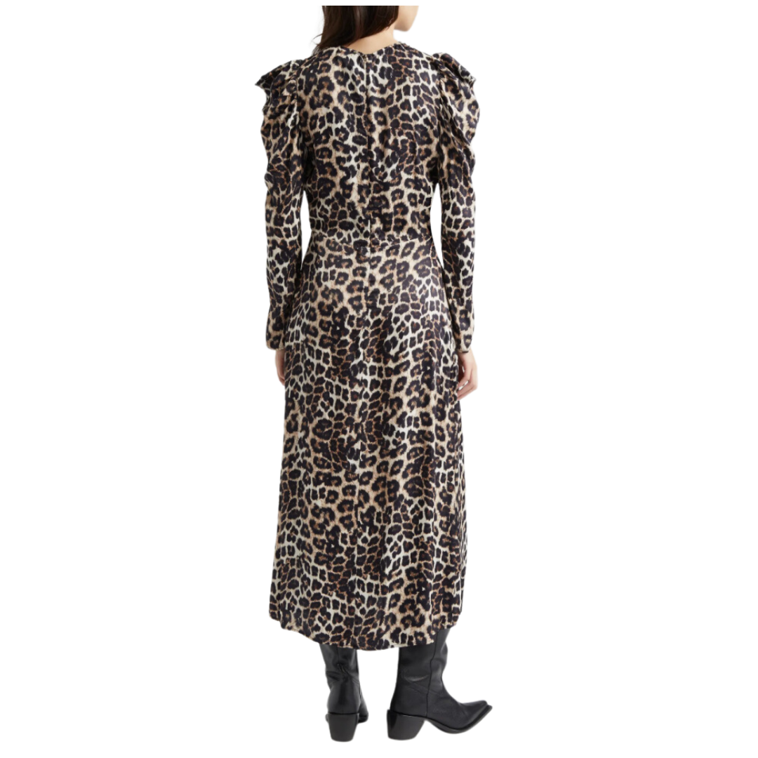 LEOPARD MIDI DRESS NATURAL