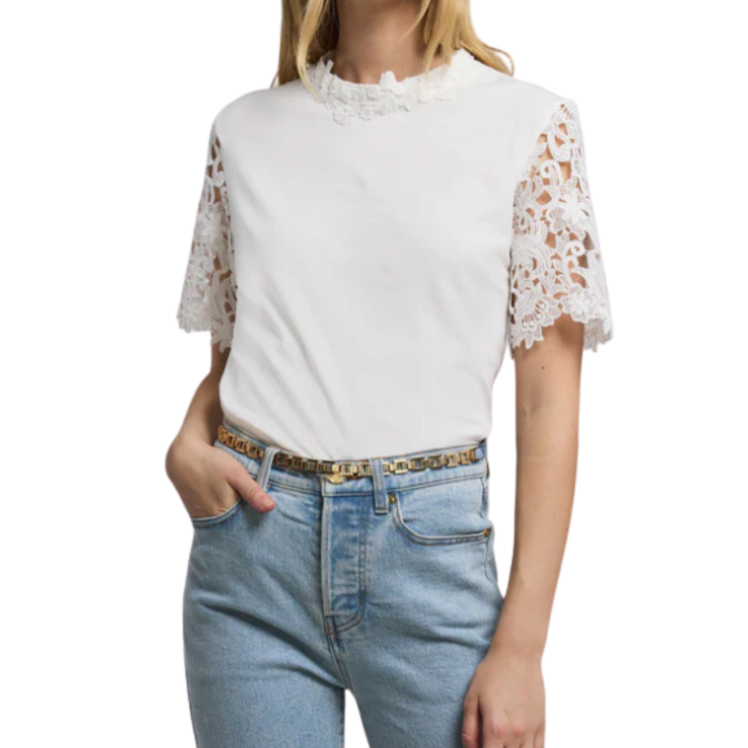 RAMONA LACE COMBO TOP WHITE