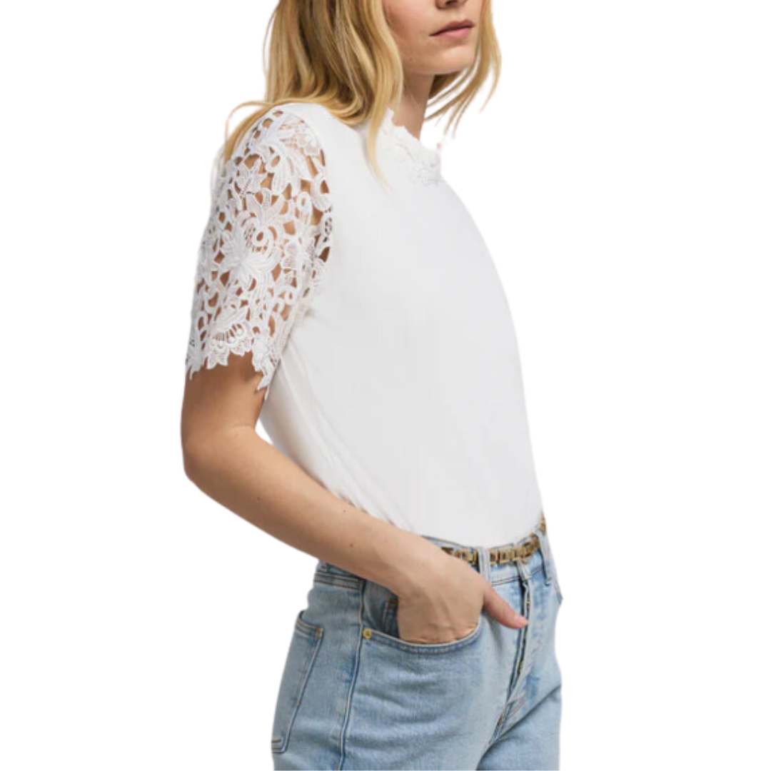 RAMONA LACE COMBO TOP WHITE