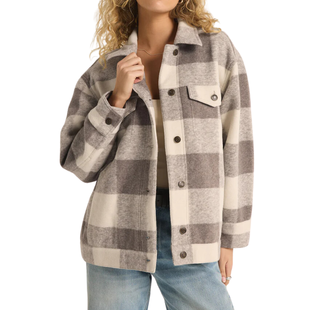 PRESTON KNIT PLAID JACKET SLATE GREY