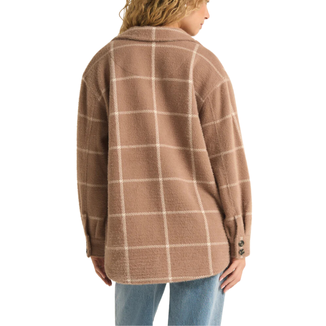 PLAID TUCKER JACKET HEATHER TAUPE