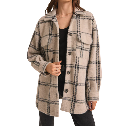 PLAID TRUCKER JACKET CRYSTAL GREY