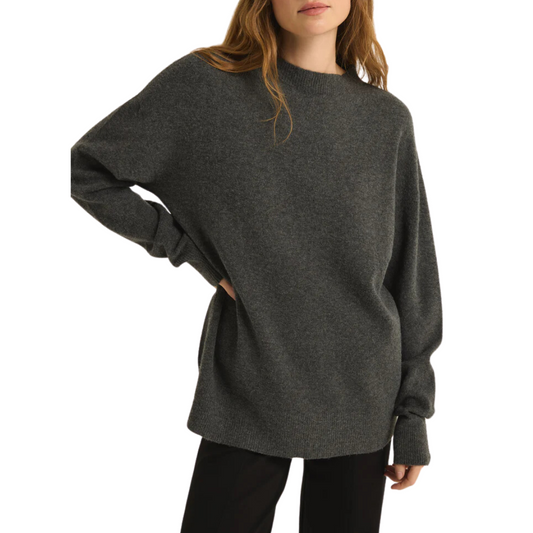 GIA CREW NECK SWEATER CHARCOAL HEATHER