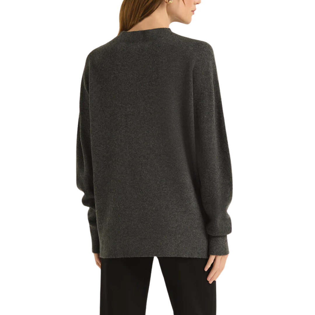 GIA CREW NECK SWEATER CHARCOAL HEATHER