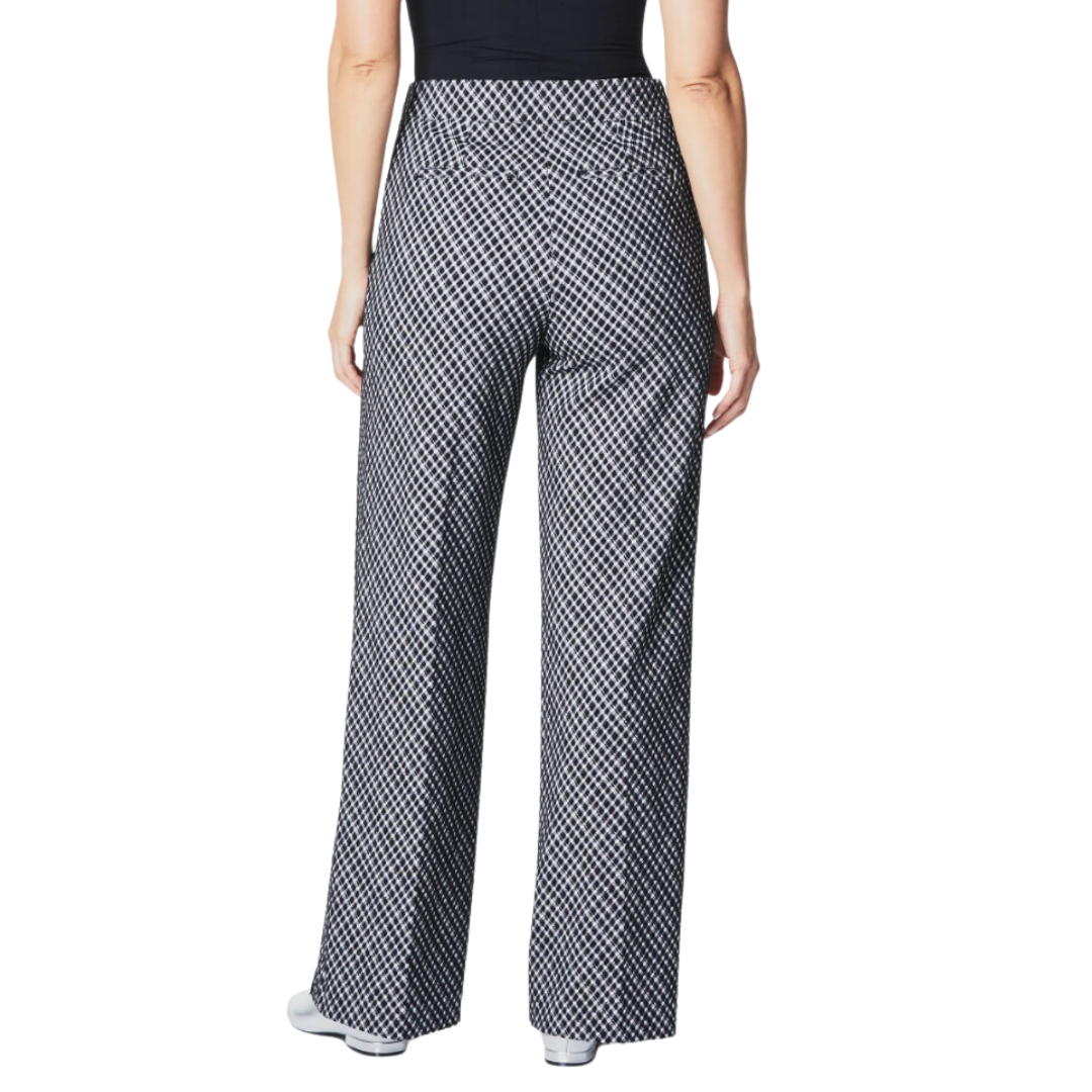 PONTE JACQUARD WIDE LEG BLACK CHECKED